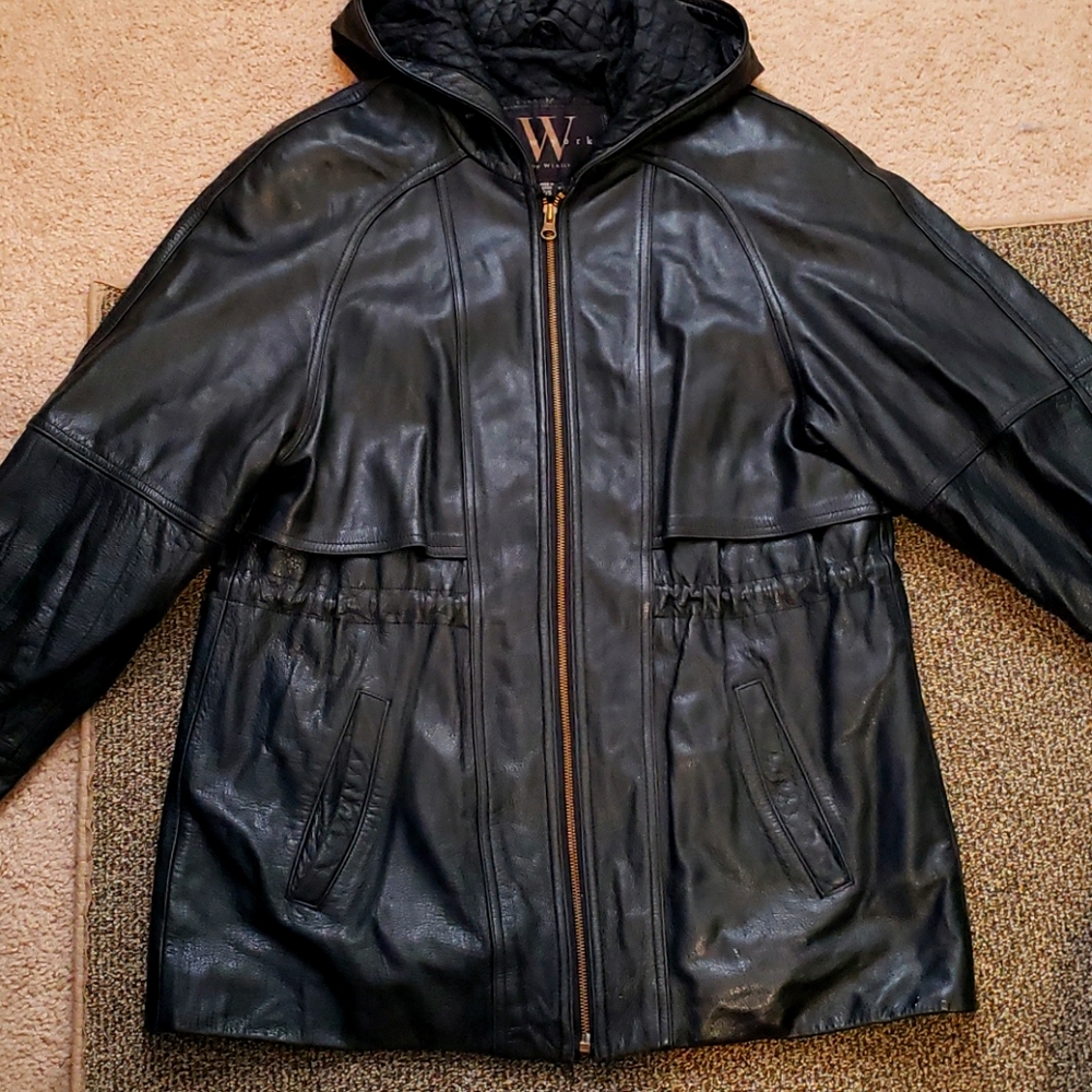 Leather car coat